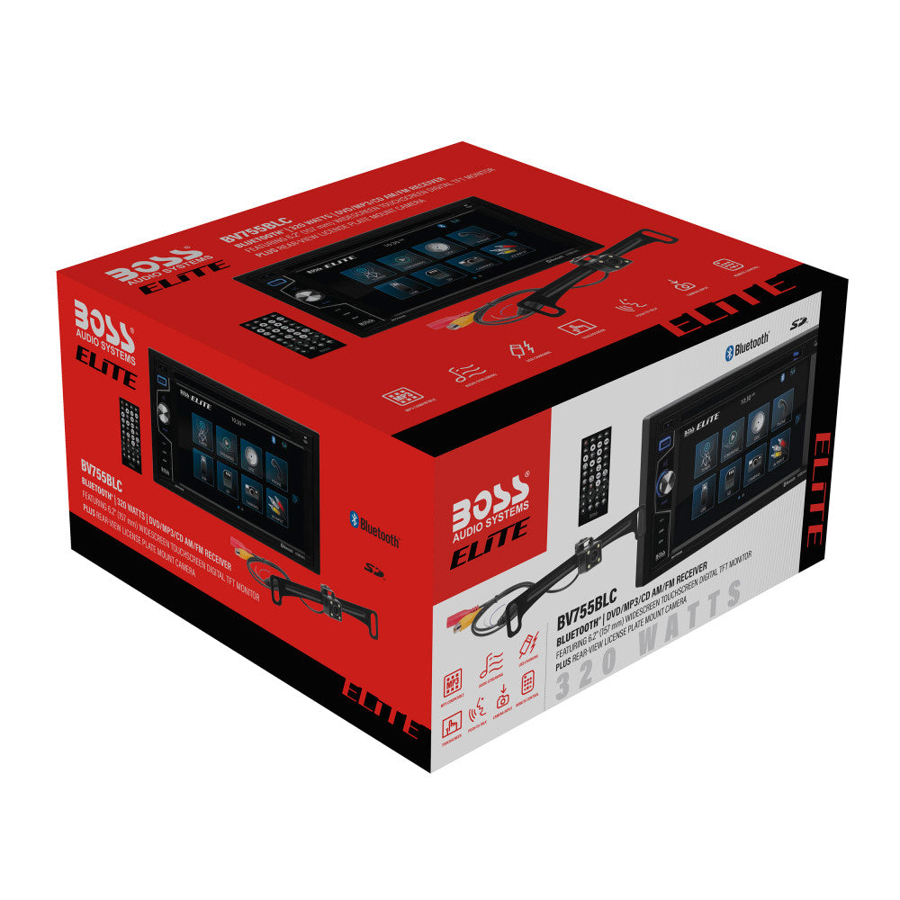 BOSS Elite, In-Dash > Double Din, Model BV755BLC, retail packaging view