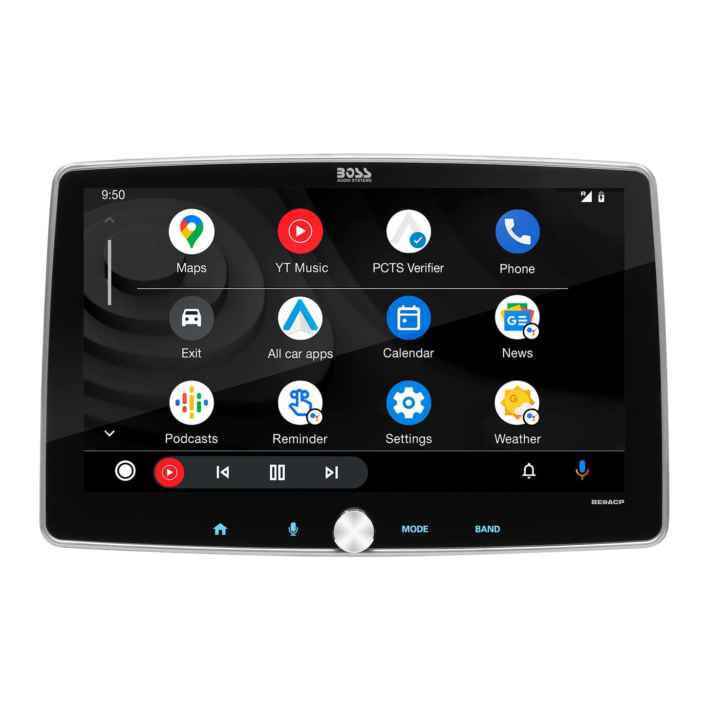 BOSS Elite, In-Dash > Apple CarPlay > Floating Displays, Model BE9ACP, front face view