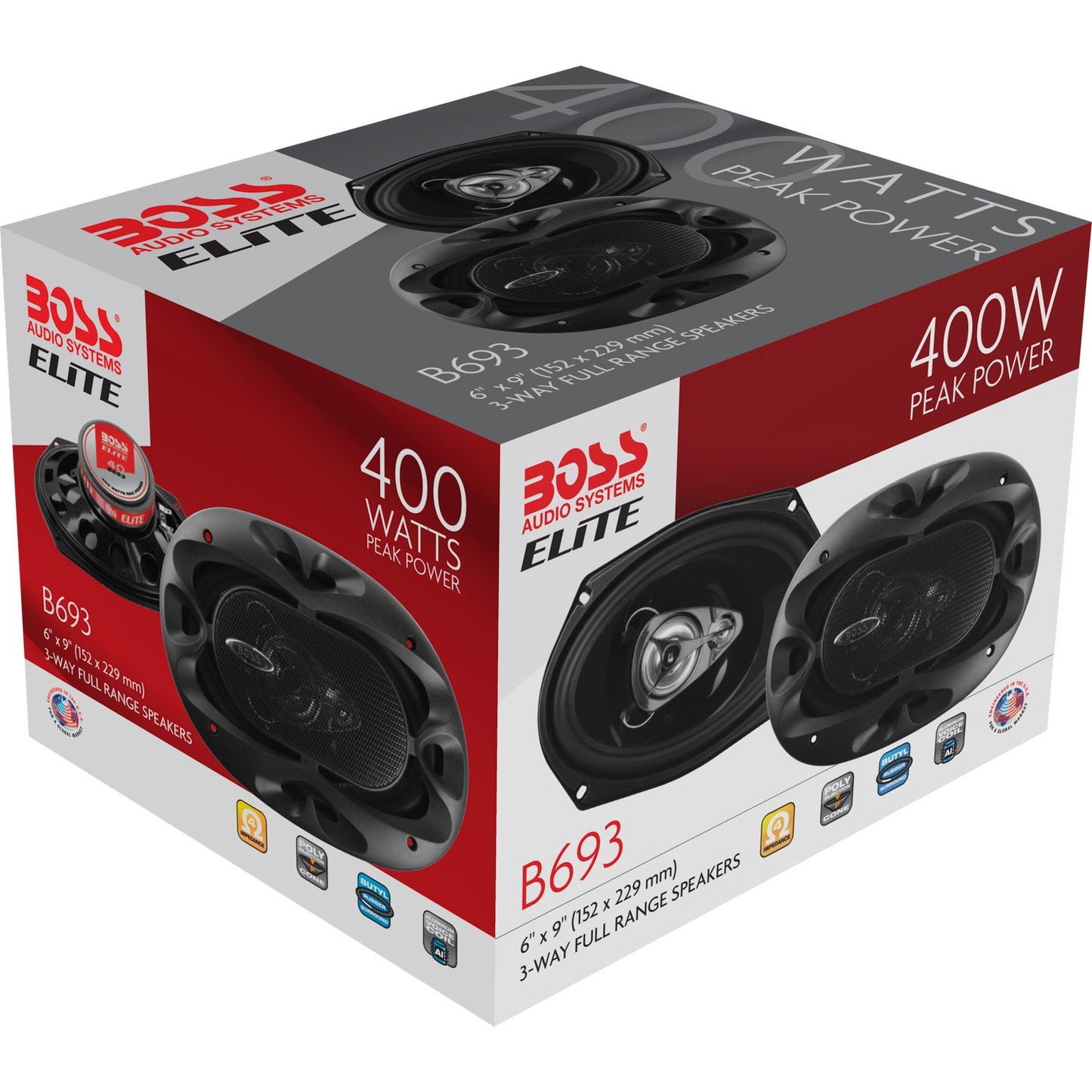 BOSS Elite, Speakers > 6" x 9", Model B693, rear view