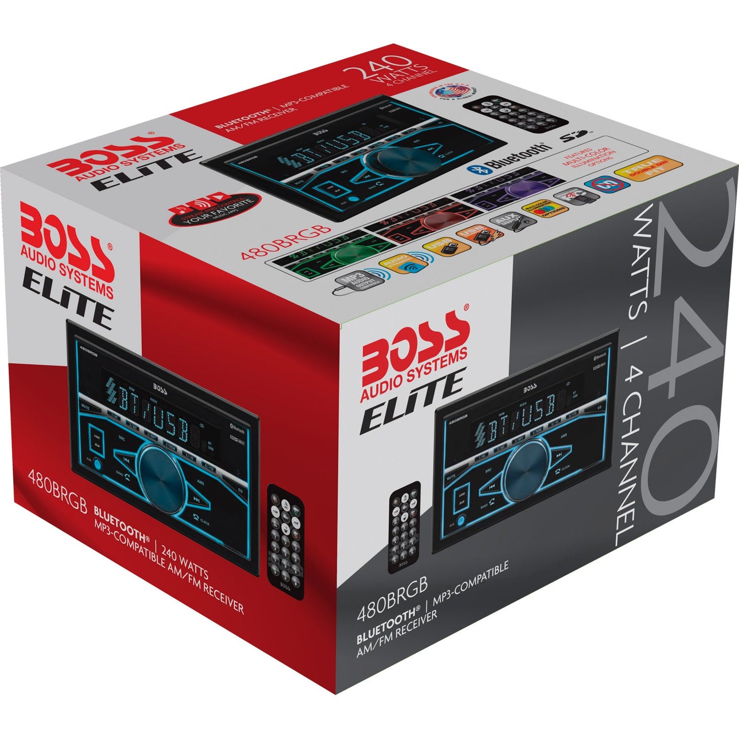 BOSS Audio Systems, In-Dash > Double Din, Model 480BRGB, retail packaging view